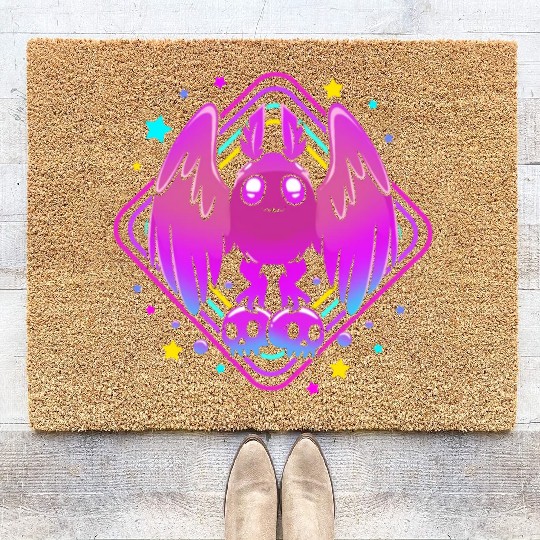 Pastel Goth Skull Aesthetic Gothic Cute Mothman Coir Doormats