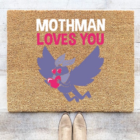 Mothman Loves You Valentines Day Cryptid For Women Coir Doormats