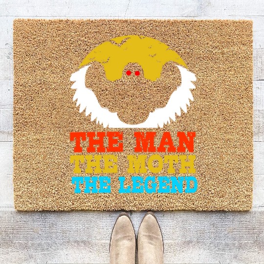 Retro Mothman Cryptid The Man The Moth The Legend Coir Doormats