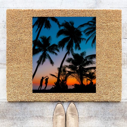 SWEETNESS OF DANCE -SUNSET IMAGE. Coir Doormats