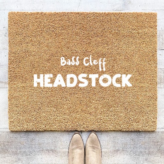 Bass Cleff Headstock - Guitar Coir Doormats