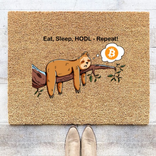 Bitcoin Sloth BTC Crypto Day Trader Hodl Design Coir Doormats