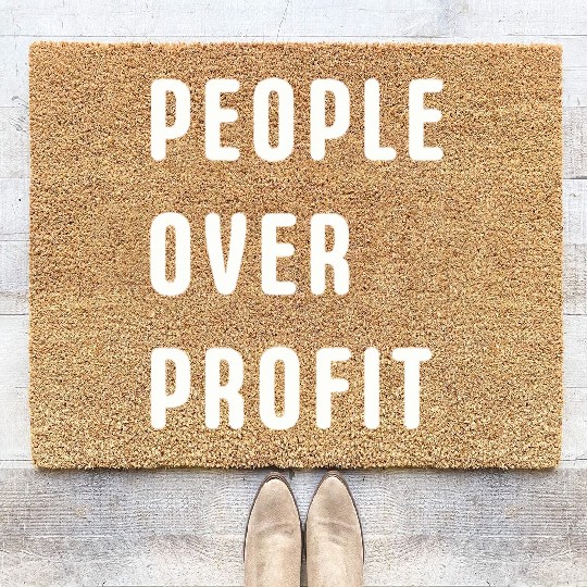 People Over Profit Anti Capitalism Protest Coir Doormats