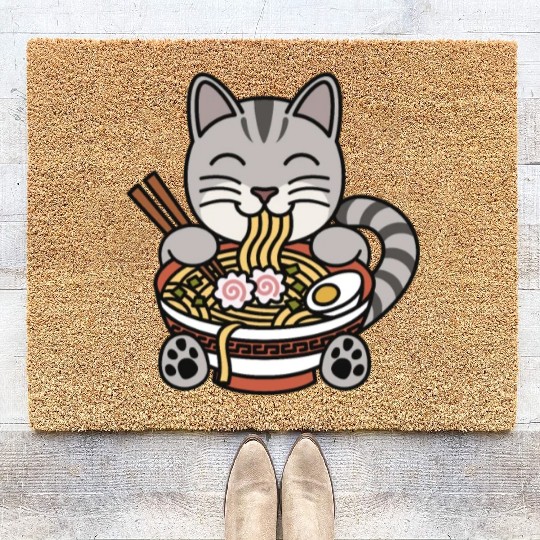 American Shorthair Cat Ramen Noodles Coir Doormats