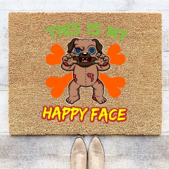 This Is My Happy Face Funny Halloween Monster Coir Doormats