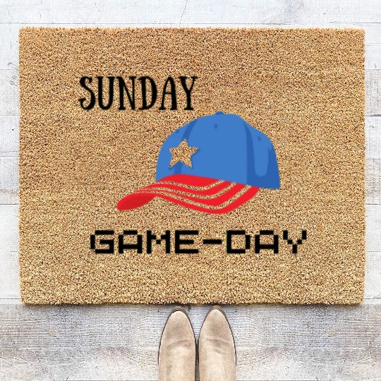 GAME Day Sunday Cute on Holiday Coir Doormats