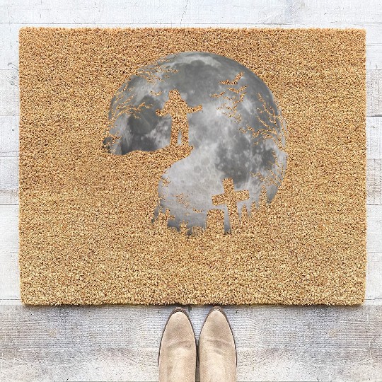 Halloween Werewolf Witchs Full Moon trick or treat Coir Doormats
