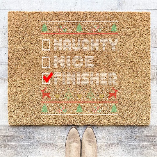 Naughty Nice Finisher, Matching Christmas Group Coir Doormats