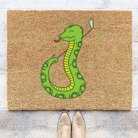 Snake plays Golf Reptile Animal Zoo Coir Doormats