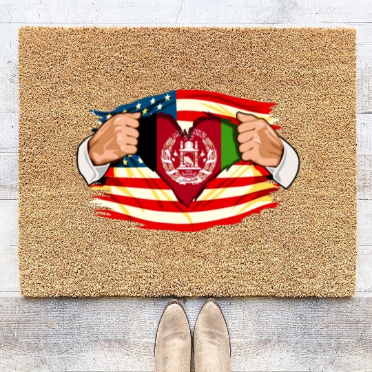 Afghanistan Who Live in America Afghani Flag Coir Doormats