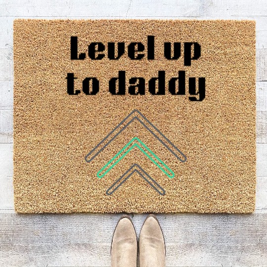Level up to daddy, funny gaming , gift for gamer Coir Doormats