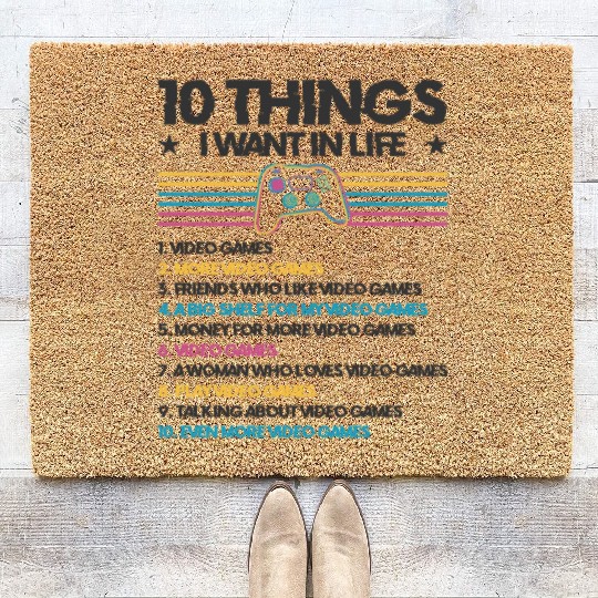 Gaming Gamer Playing Video Game Computer Coir Doormats