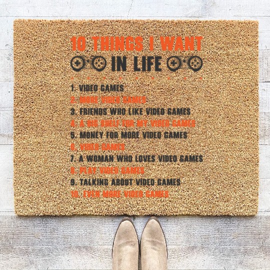 Gaming Gamer Playing Video Game Computer Coir Doormats