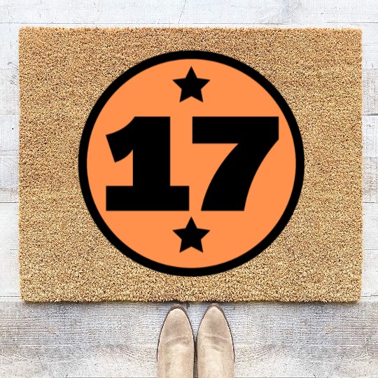 17 Circle Orange Black Birthday Age Coir Doormats