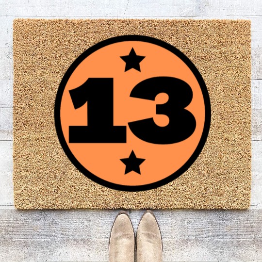 13 Circle Orange Black Birthday Age Coir Doormats