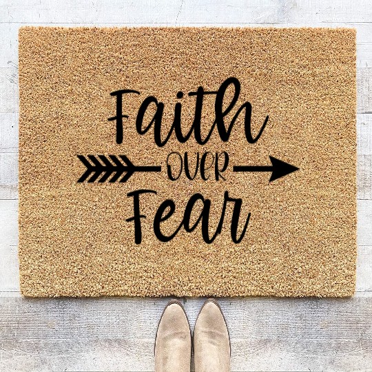 Faith over fear - Christian statement Design Coir Doormats