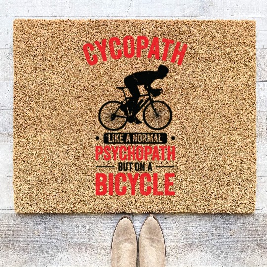 Funny Cycling Riders Cyclist Bicycle Mountain Coir Doormats