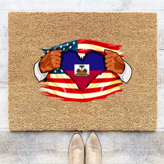 Haitians Who Live in America Haiti Flag Coir Doormats