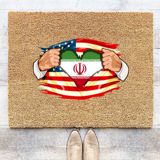 Persians Who Live in America Iran Flag Coir Doormats