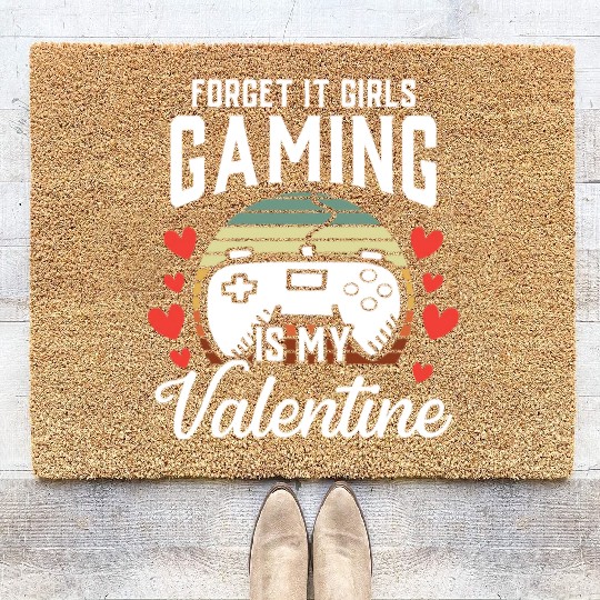 Video Gamer Gift Him Boys Gaming Is My Valentine Coir Doormats