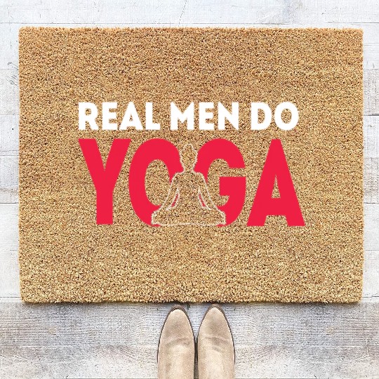 Relax Yoga Time Mandala Meditate Men Do Yoga Coir Doormats