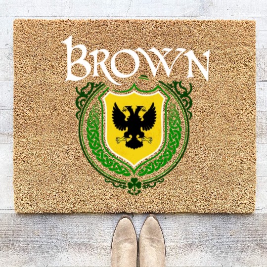 Brown Family Irish Coat of Arms Clan Crest Coir Doormats