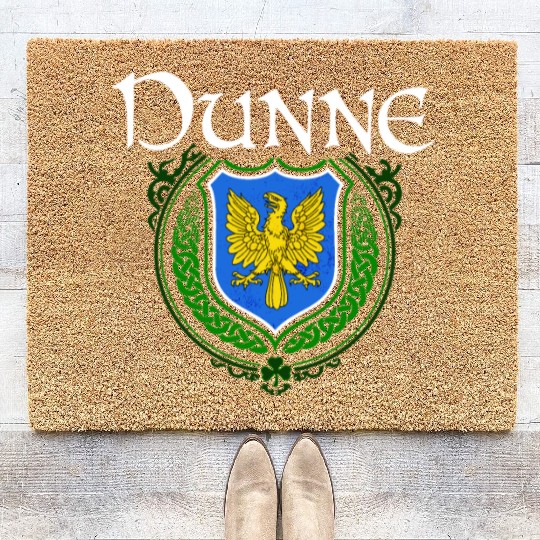 Dunne Family Irish Coat of Arms Clan Crest Coir Doormats