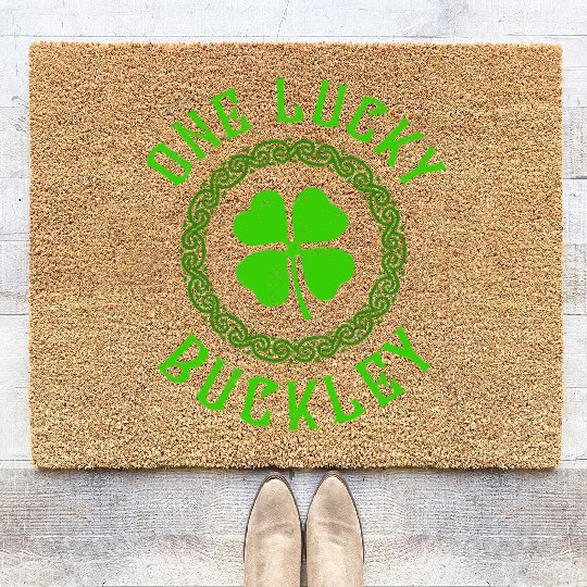 One Lucky Buckley Irish Family 4 Leaf Clover Coir Doormats