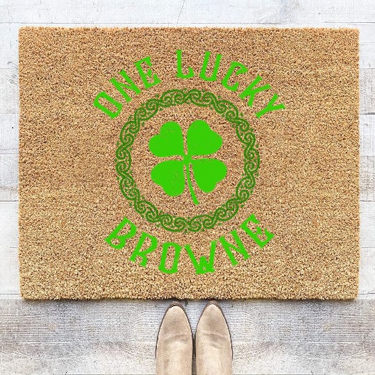 One Lucky Browne Irish Family 4 Leaf Clover Coir Doormats