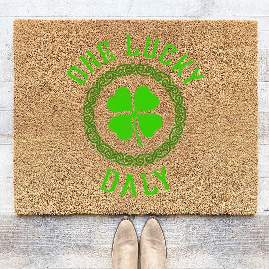 One Lucky Daly Irish Family 4 Leaf Clover Coir Doormats