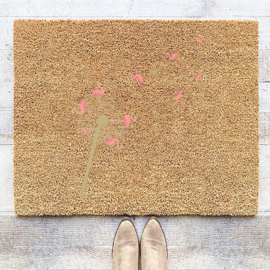 Dandelion Flamingo Tropical Bird Coir Doormats