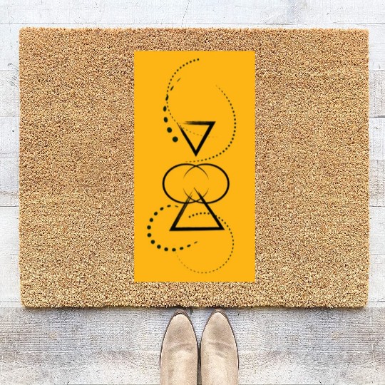 Yellow Love Pattern Coir Doormats