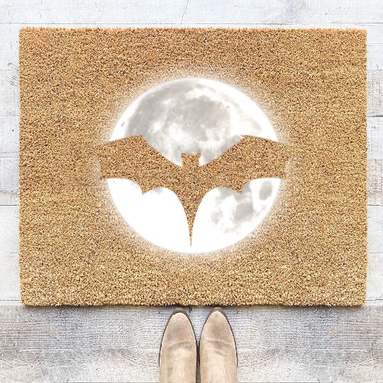 Bat MOON Pumpkin Trick or Treat Funny Halloween Coir Doormats