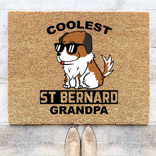 Coolest Saint Bernard Grandpa Coir Doormats