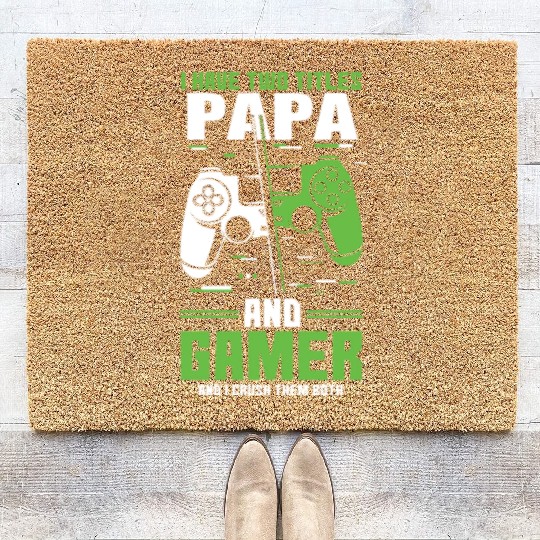 Two Titles Papa Gamer Video Game Lover Gaming Coir Doormats