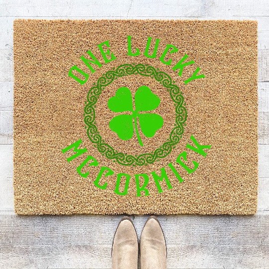 One Lucky McCormick Irish Family Four Leaf Clover Coir Doormats