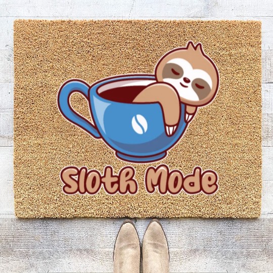 Funny cute lazy sloth coffee design for cool sloth Coir Doormats