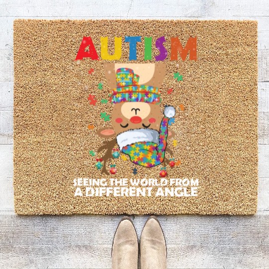 Autism Rudolph Deer Christmas Coir Doormats