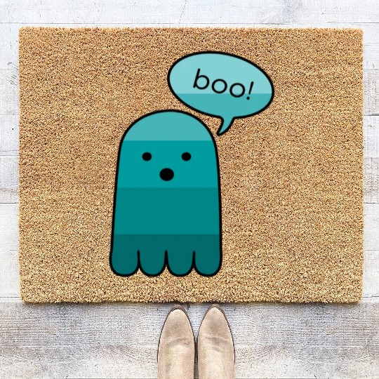 Persian Green Boo Ghost Halloween Coir Doormats