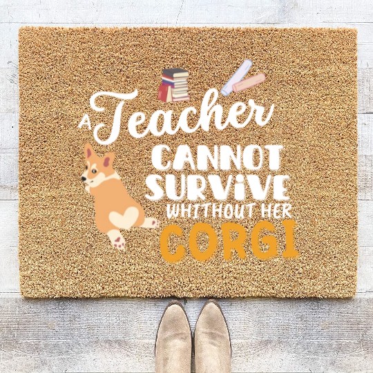 Teacher gift idea for women dog Corgi Coir Doormats