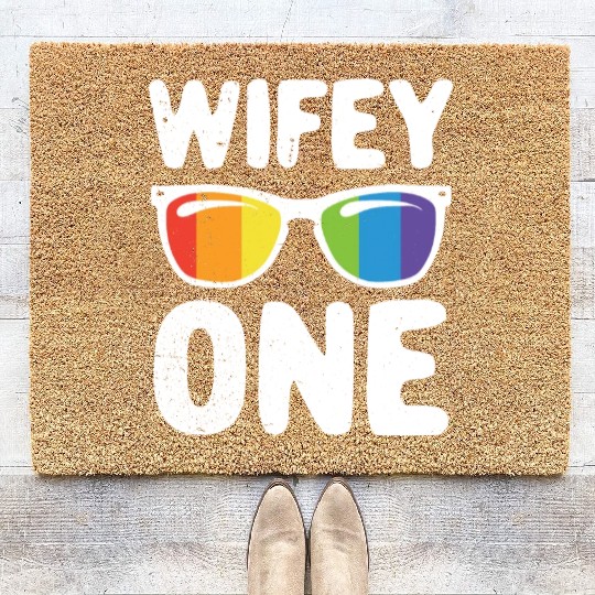 Wife One Funny Lgbt Lesbian Couple LGBT Pride Gay Coir Doormats