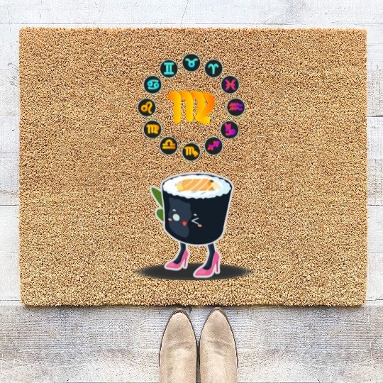 Japanese Sushi Funny Virgo Zodiac Sushi Lover Pun Coir Doormats
