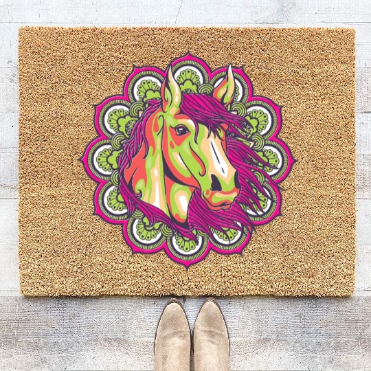 Horse Mandala Graphic Coir Doormats Horses Lover Gift Girl