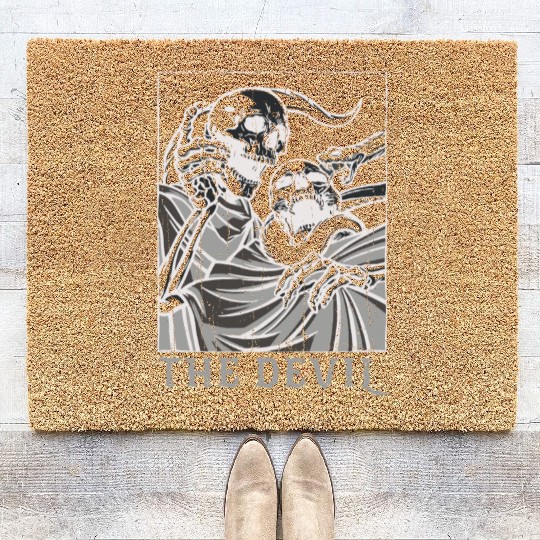Skeleton Bones Tarot Card Occult Devil Gothic Coir Doormats