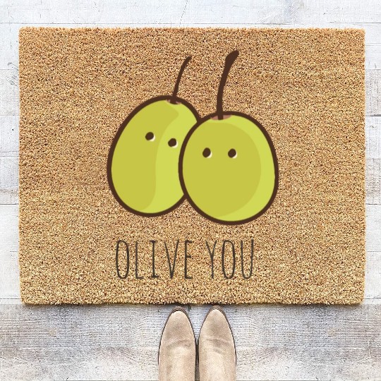 I Love You (Olive You) cute Coir Doormats