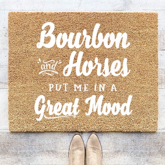 Mens Bourbon and Horses Great Mood Fun Kentucky Coir Doormats