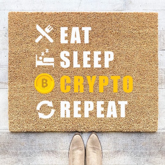 Bitcoin sloth BTC logo eat sleep Crypto repeat Coir Doormats