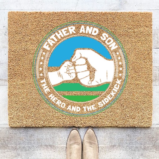 Father And Son Newborn Family Coir Doormats