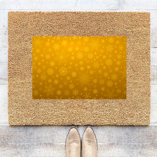 Abstract Yellow Snowflakes Pattern Coir Doormats