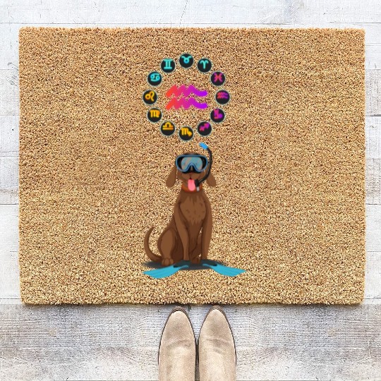 Funny Dog Lover Horoscope Aquarius Zodiac Sign Pun Coir Doormats